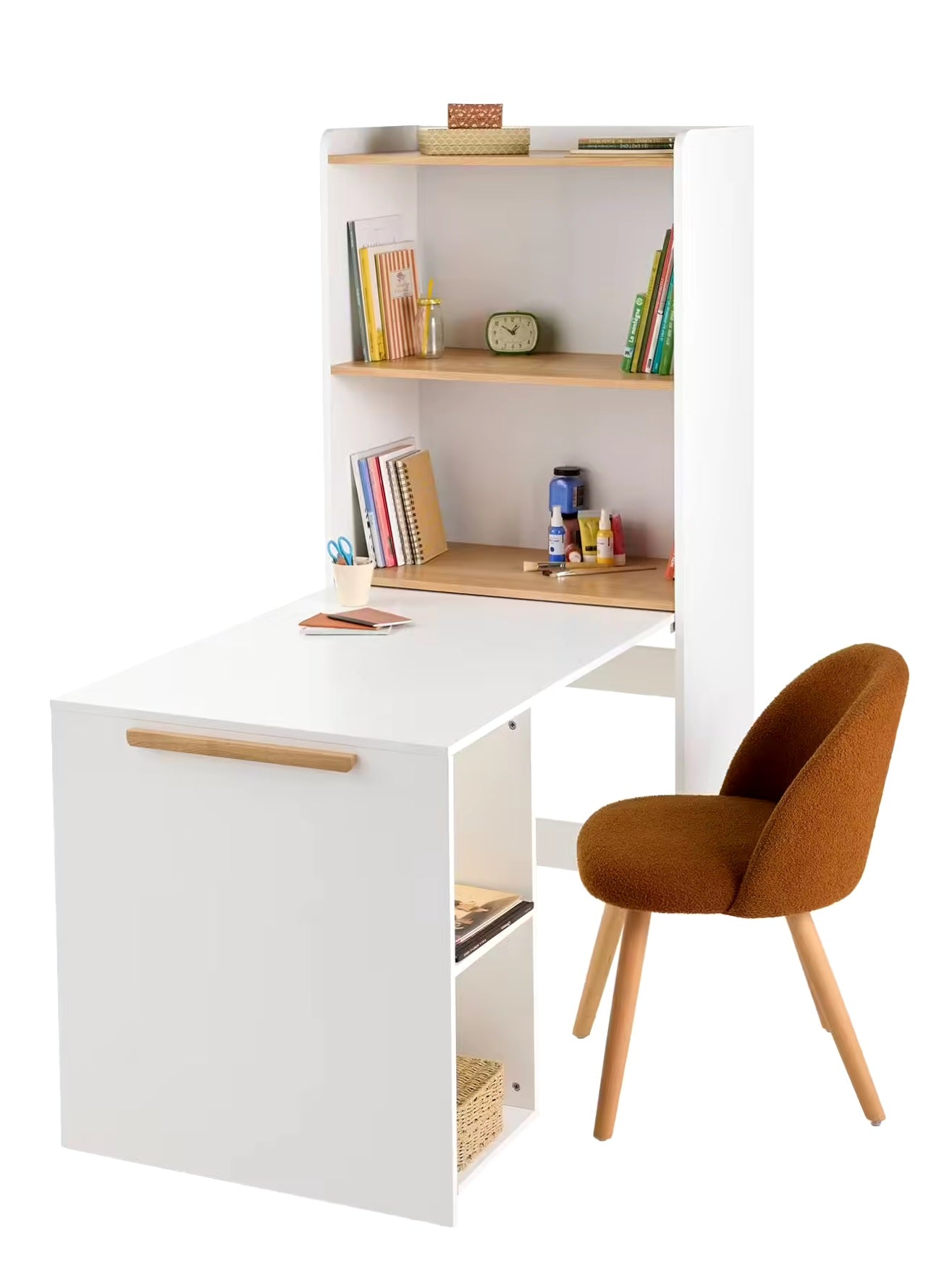 Bibliothèque avec bureau intégré